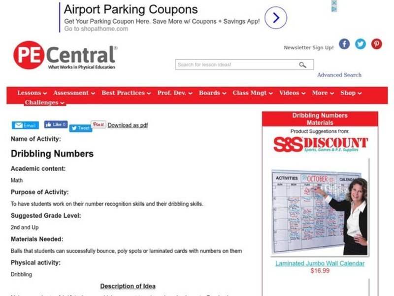 Dribbling Numbers Lesson Plan