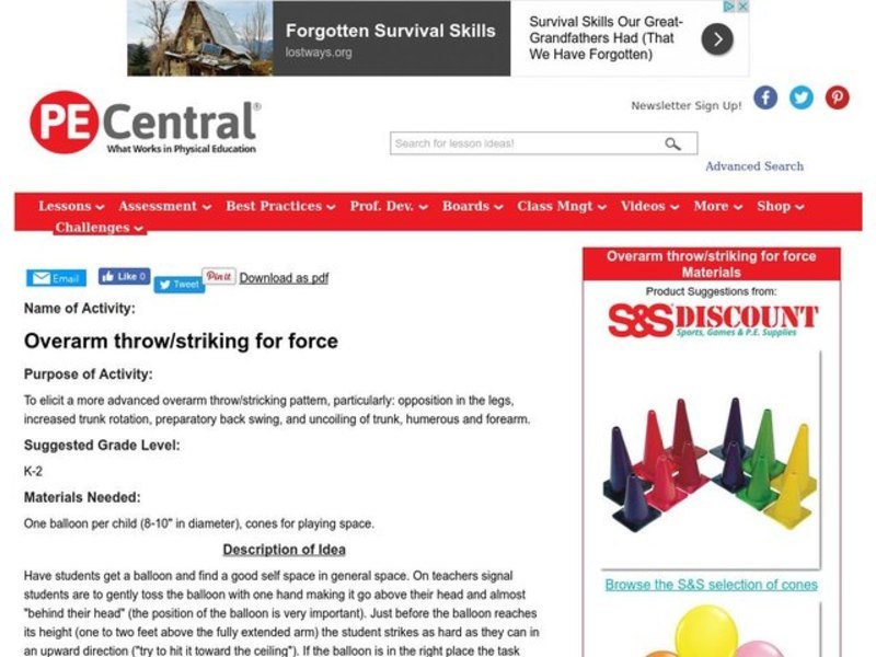 Overarm throw/striking for force Lesson Plan