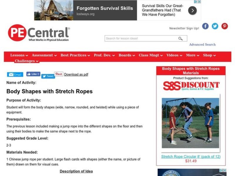 Body Shapes with Stretch Ropes Lesson Plan