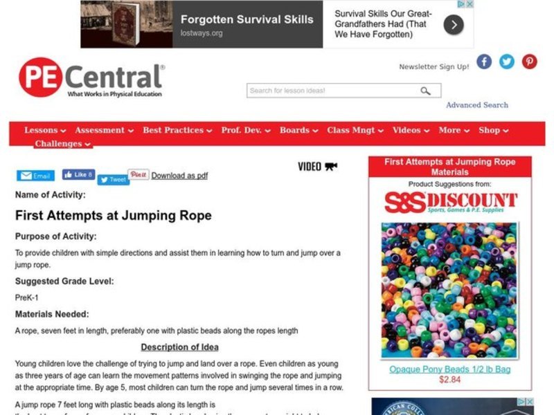 First Attempts at Jumping Rope Lesson Plan