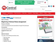 Beginning of School Rules Lesson Plan