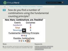 How Do You Find a Number of Combinations Using the Fundamental Counting Principle? Instructional Video