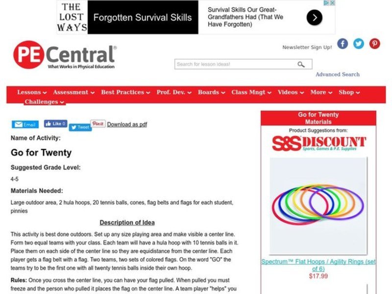 Go for Twenty Lesson Plan