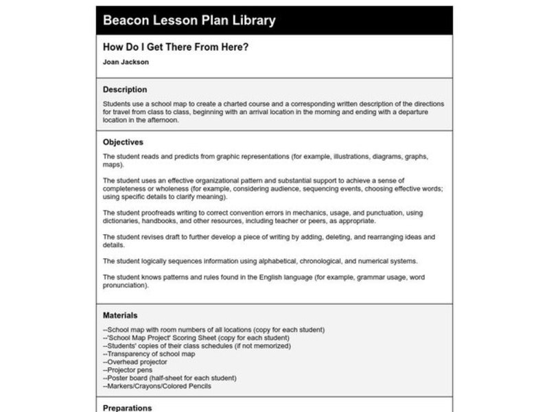 How Do I Get There From Here? Lesson Plan