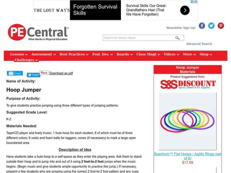 Hoop Jumper Lesson Plan