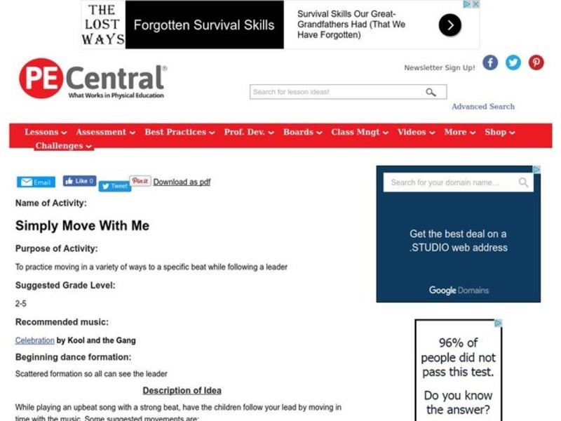 Simply Move With Me Lesson Plan