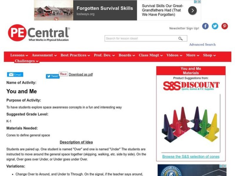 You and Me Lesson Plan