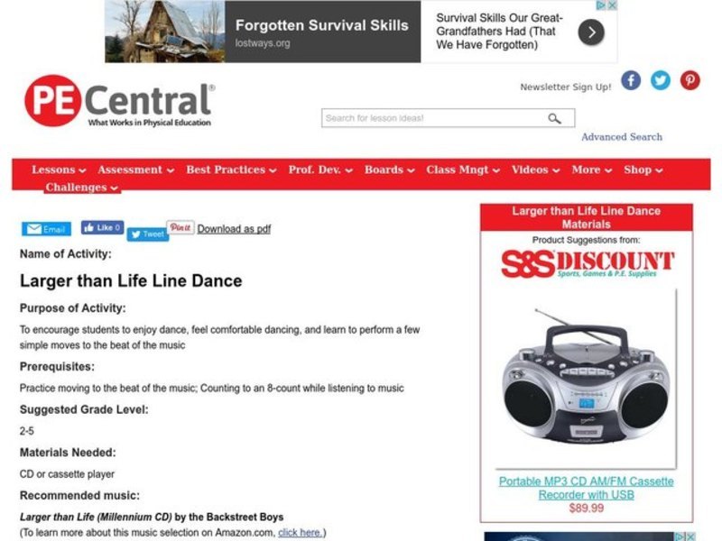 Larger than Life Line Dance Lesson Plan