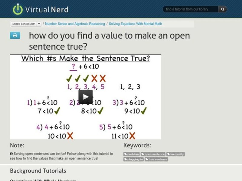 How Do You Find a Value to Make an Open Sentence True? Instructional Video