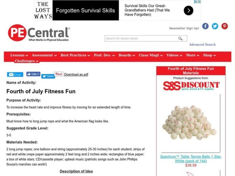 Fourth of July Fitness Fun Lesson Plan