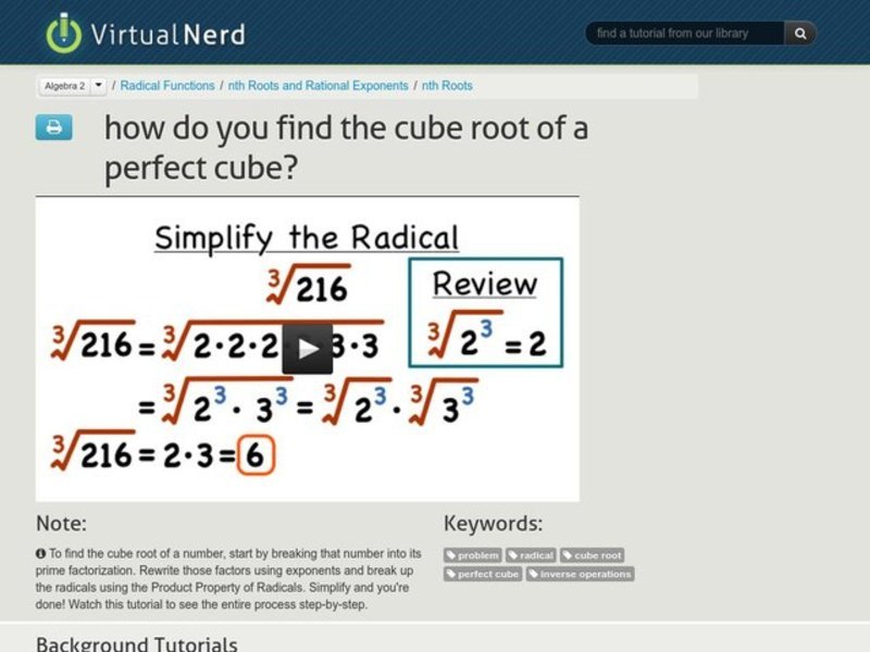 How Do You Find the Cube Root of a Perfect Cube? Instructional Video