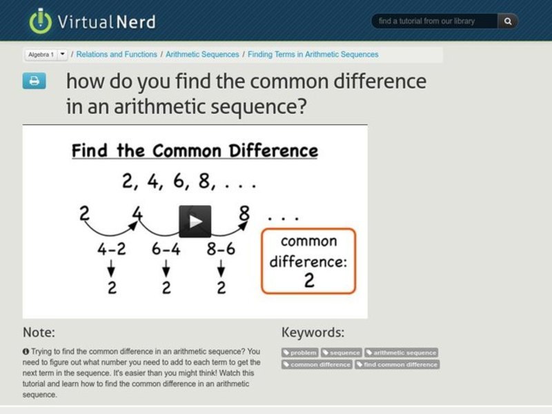 How Do You Find the Common Difference in a Sequence? Instructional Video