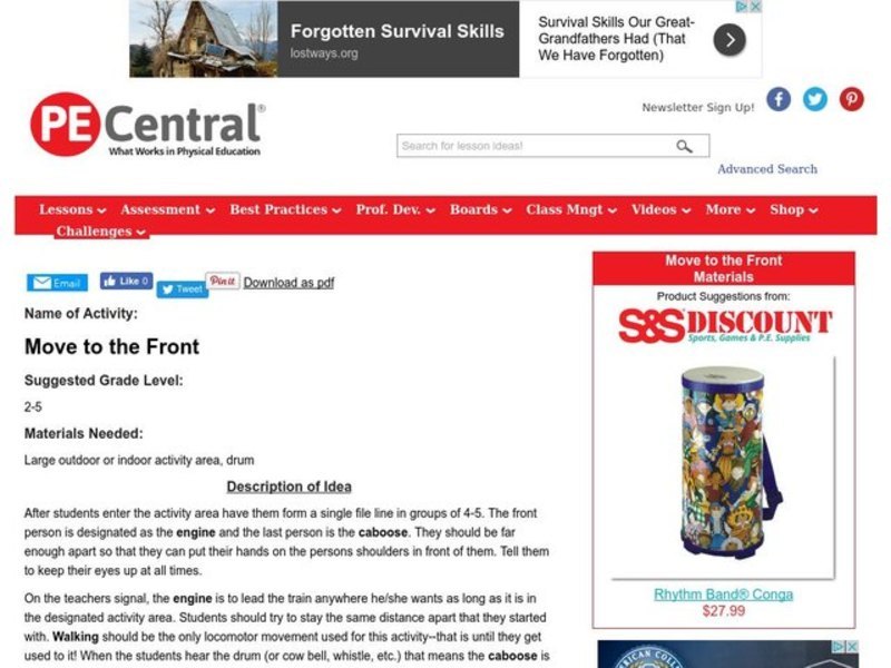 Move to the Front Lesson Plan