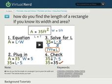How Do You Find the Length of a Rectangle if You Know its Width and Area? Instructional Video