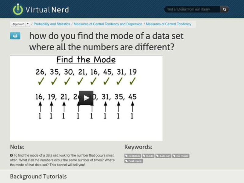 How Do You Find the Mode of a Data Set Where All The Numbers are Different? Instructional Video