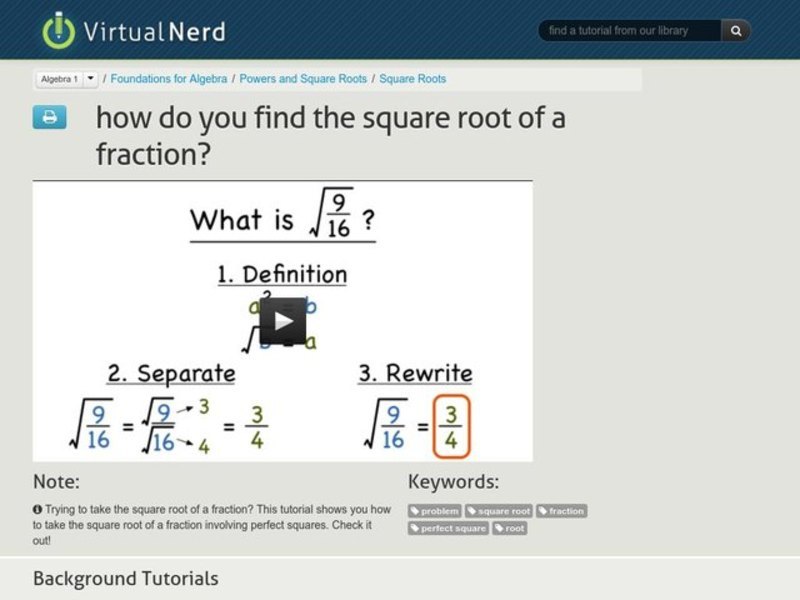 How Do You Find the Square Root of a Fraction? Instructional Video