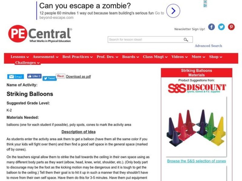 Striking Balloons Lesson Plan