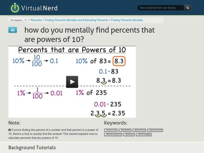 How Do You Mentally Find Percents That are Powers of 10? Instructional Video