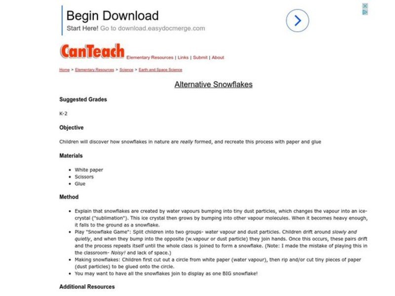 Alternative Snowflakes Lesson Plan