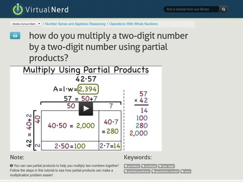 How Do You Multiply a Two-Digit Number by a Two-Digit Number Using Partial Products? Instructional Video