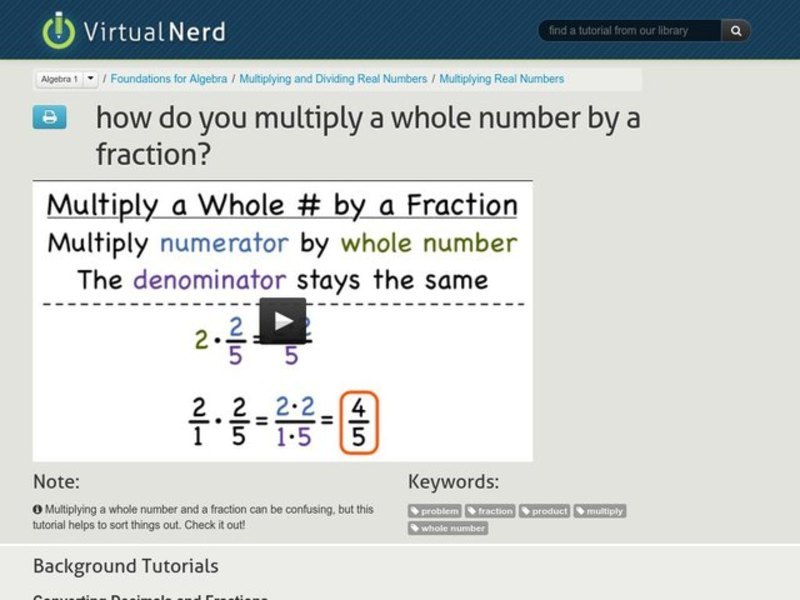 How Do You Multiply a Whole Number by a Fraction? Instructional Video