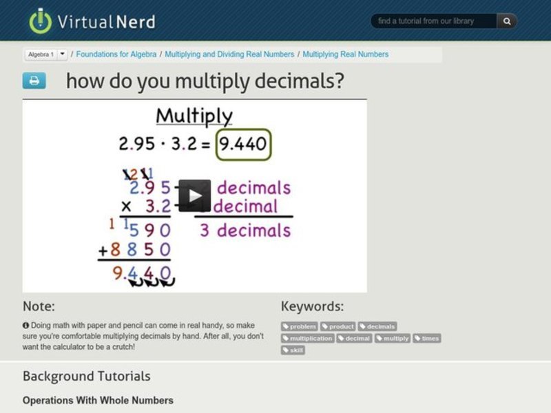 How Do You Multiply Decimals? Instructional Video