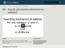 How Do You Rewrite Subtraction as Addition? Instructional Video