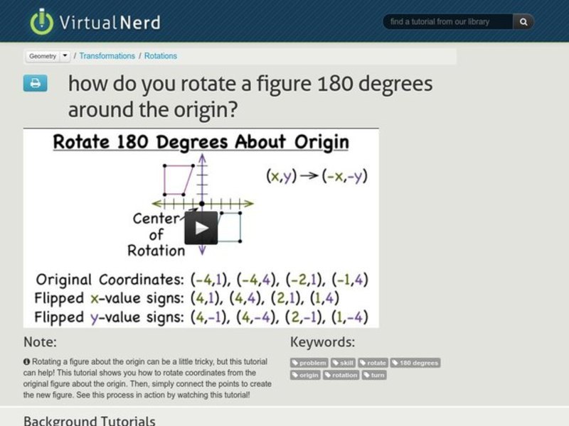 How Do You Rotate a Figure 180 Degrees Around the Origin? Instructional Video