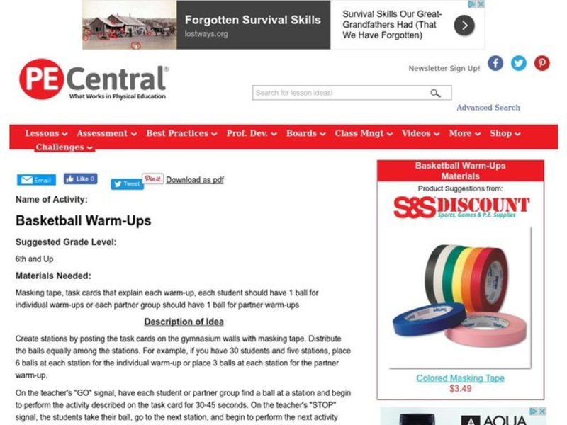 Basketball Warm-Ups Lesson Plan