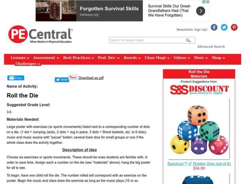 Roll the Die Lesson Plan