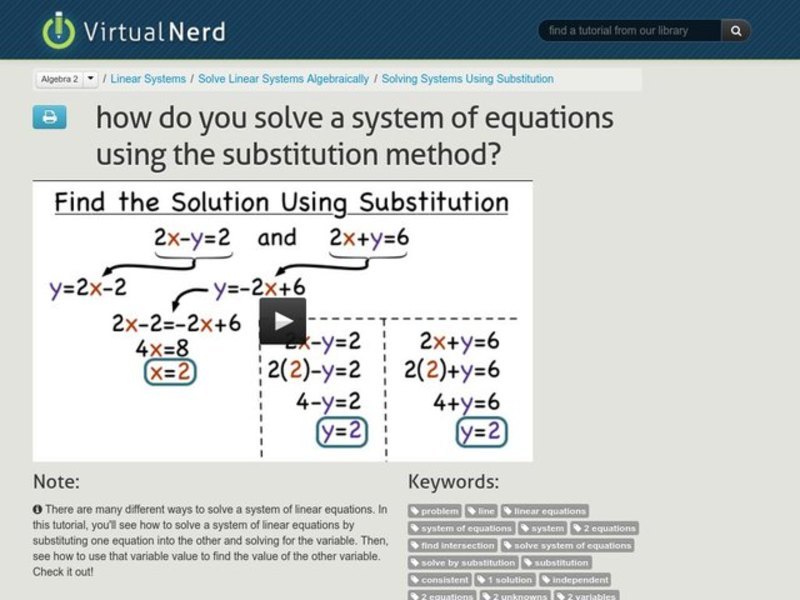 How Do You Solve a System of Equations Using the Substitution Method? Instructional Video