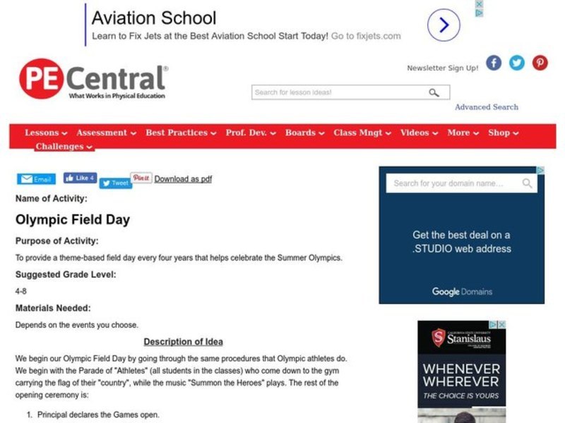 Olympic Field Day Lesson Plan