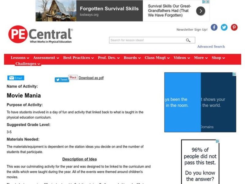 Movie Mania Lesson Plan