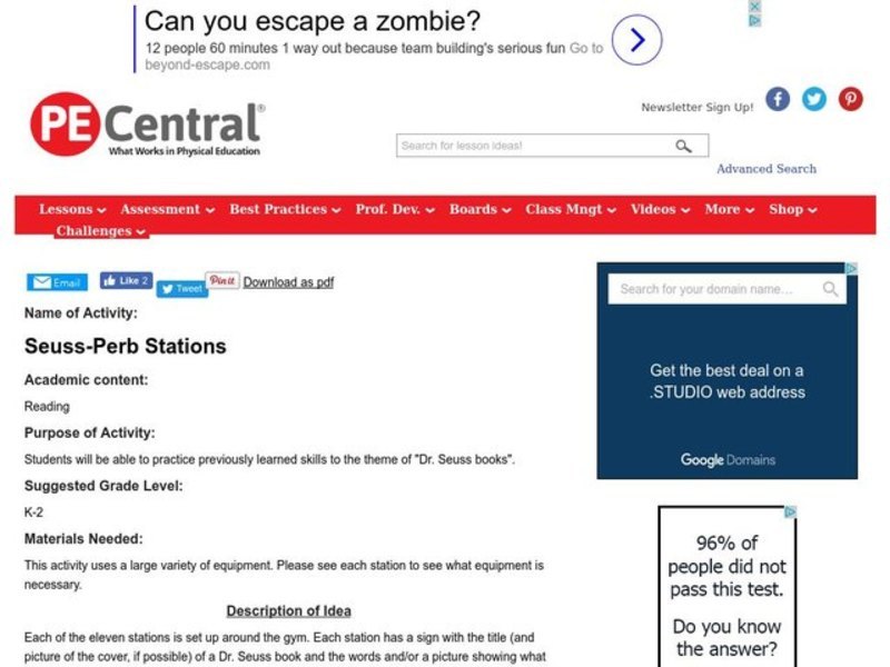 Seuss-Perb Stations Lesson Plan