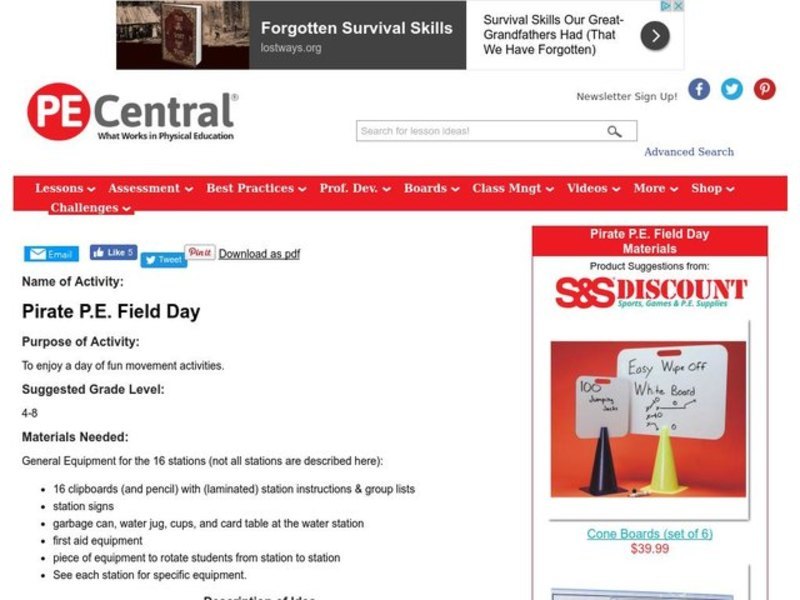 Pirate P.E. Field Day Lesson Plan