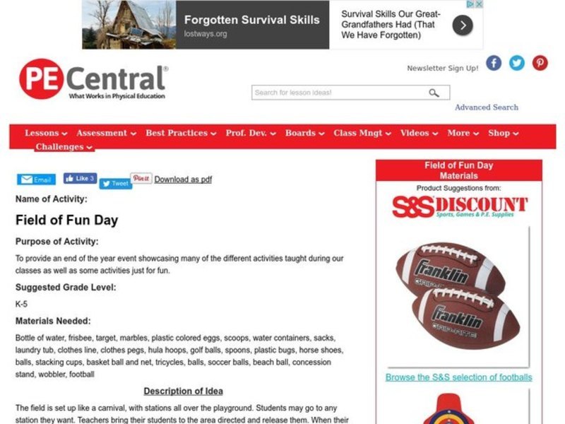 Field of Fun Day Lesson Plan