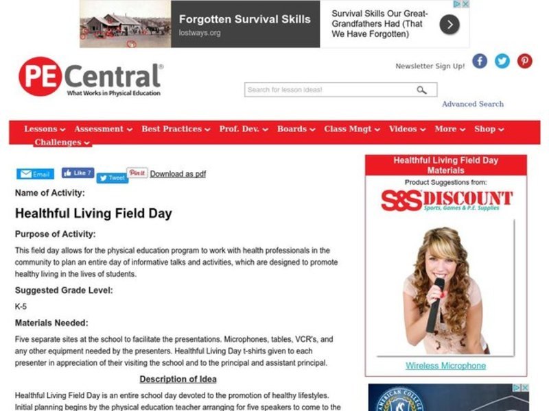 Healthful Living Field Day Lesson Plan