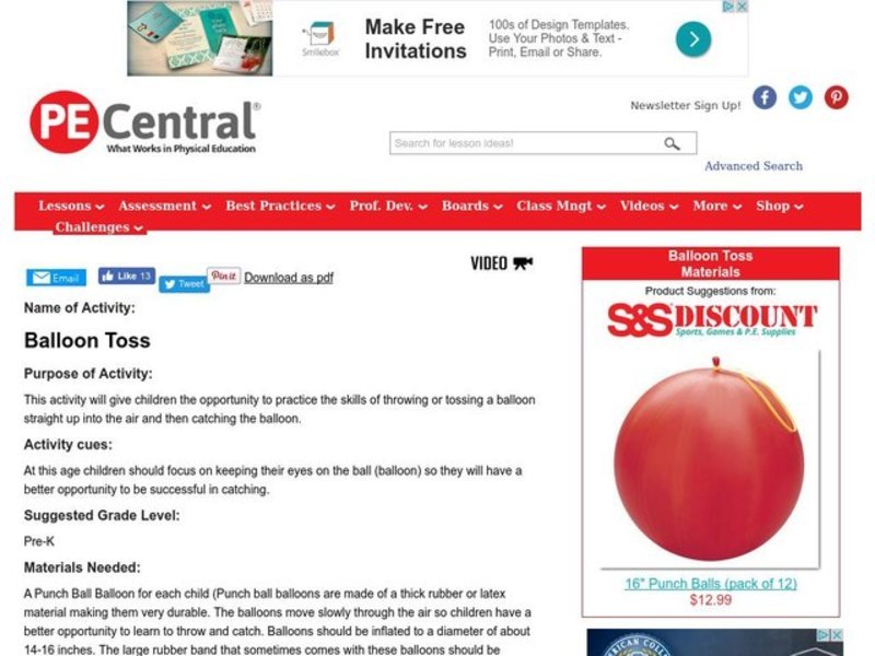 Balloon Toss Lesson Plan