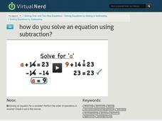 How Do You Solve an Equation Using Subtraction? Instructional Video