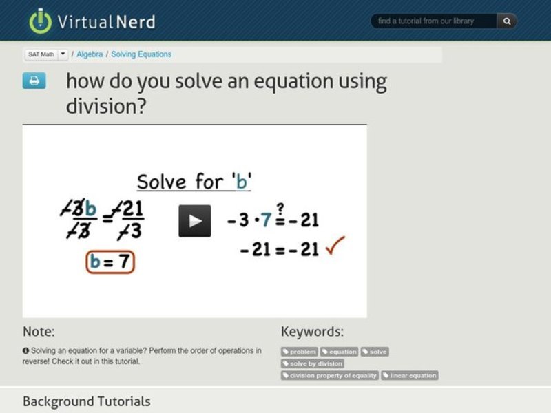 How Do You Solve an Equation Using Division? Instructional Video