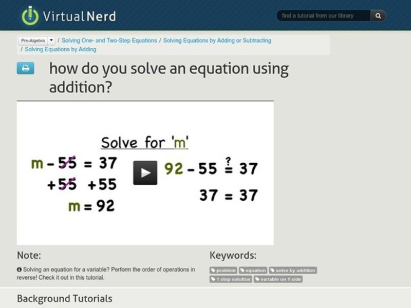 How Do You Solve an Equation Using Addition? Instructional Video