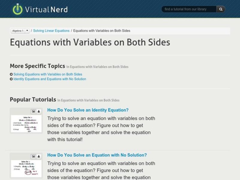How Do You Solve an Equation with Variables on Both Sides? Instructional Video