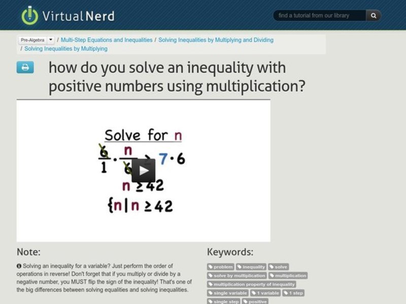 How Do You Solve an Inequality by Multiplying by a Positive Number? Instructional Video