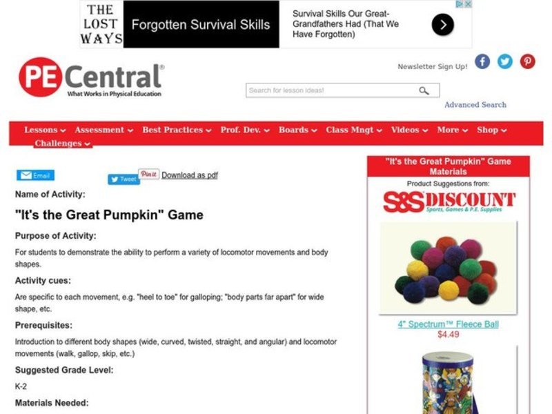 "It's the Great Pumpkin" Game Lesson Plan