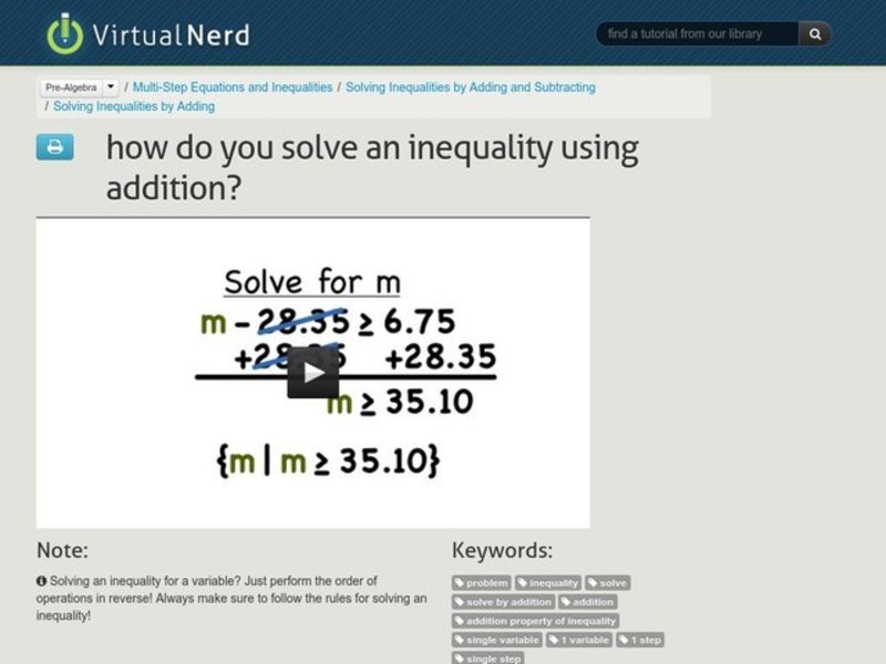 How Do You Solve an Inequality Using Addition? Instructional Video