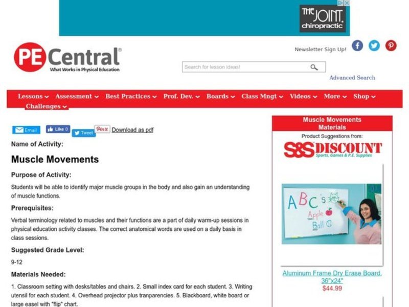 Muscle Movements Lesson Plan