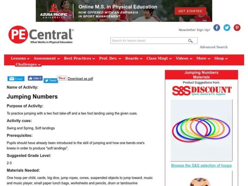 Jumping Numbers Lesson Plan