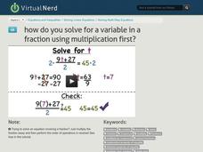 How Do You Solve for a Variable in a Fraction Using Multiplication First? Instructional Video