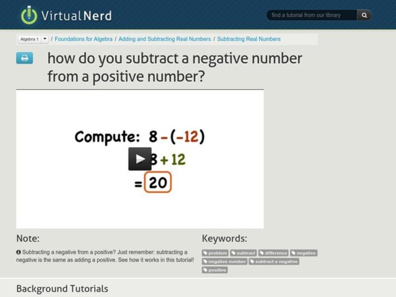 How Do You Subtract a Negative Number from a Positive Number? Instructional Video