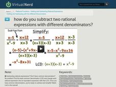 How Do You Subtract Two Rational Expressions with Different Denominators? Instructional Video